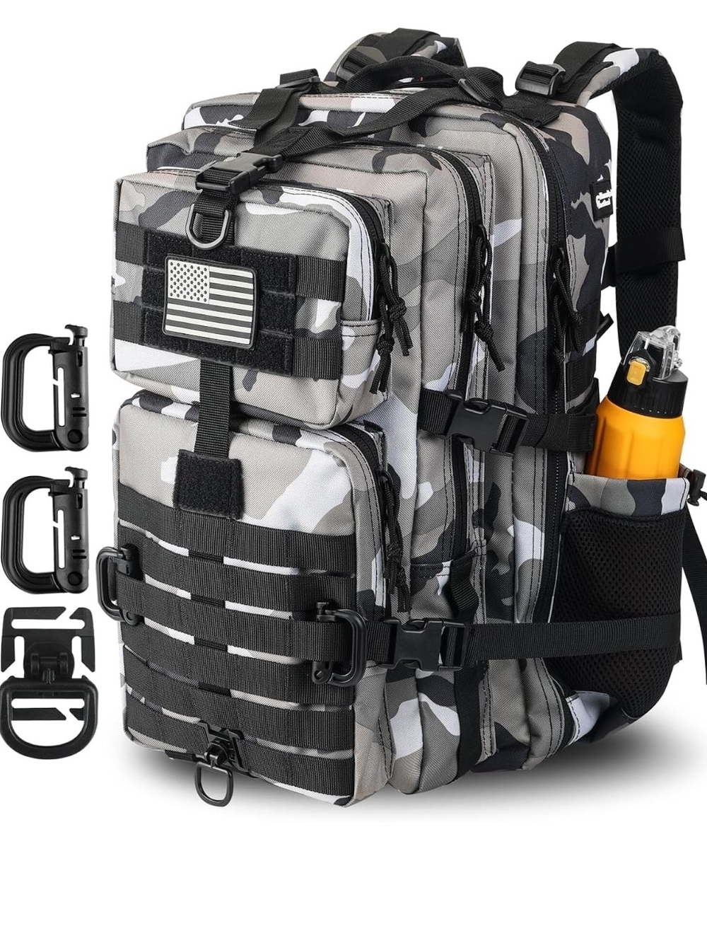 Tactical Grey Camo Backpack - Rugged Outdoor Daypack